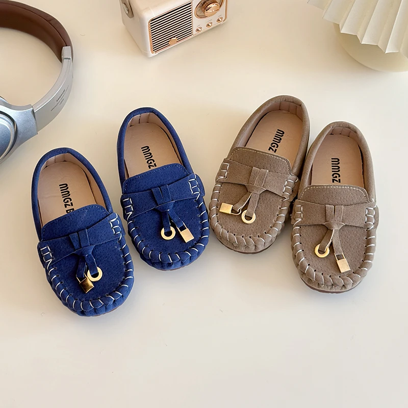 Boy Leather Shoe Fashion Solid Color Versatile Kids School Causal Single Shoes Breathable Non-slip Children Slip-on Flat Loafers