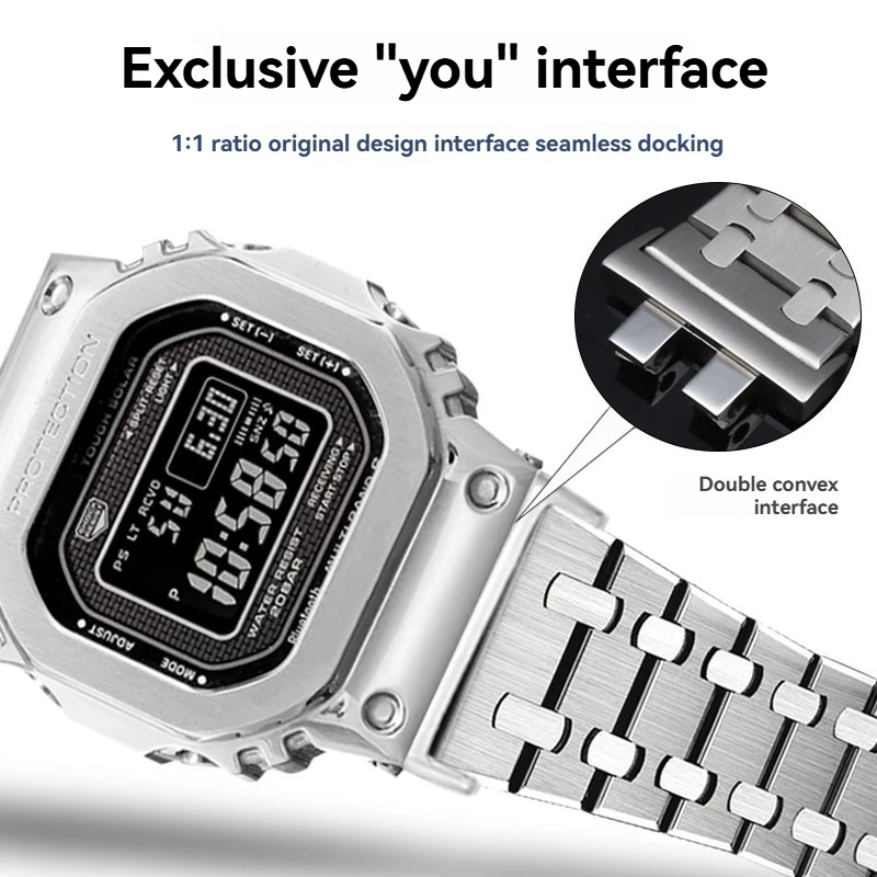 Ersatzarmband aus massivem Edelstahl für Casio G-Shock GMW-B5000 „Silver“ AP Style Mod-Uhrenarmband (Modell 3459 kompatibel)