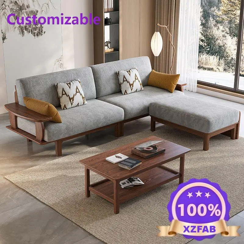 Factory Direct 2026 Song-style aesthetic black walnut sofa all solid wood household living room modern minimalist small