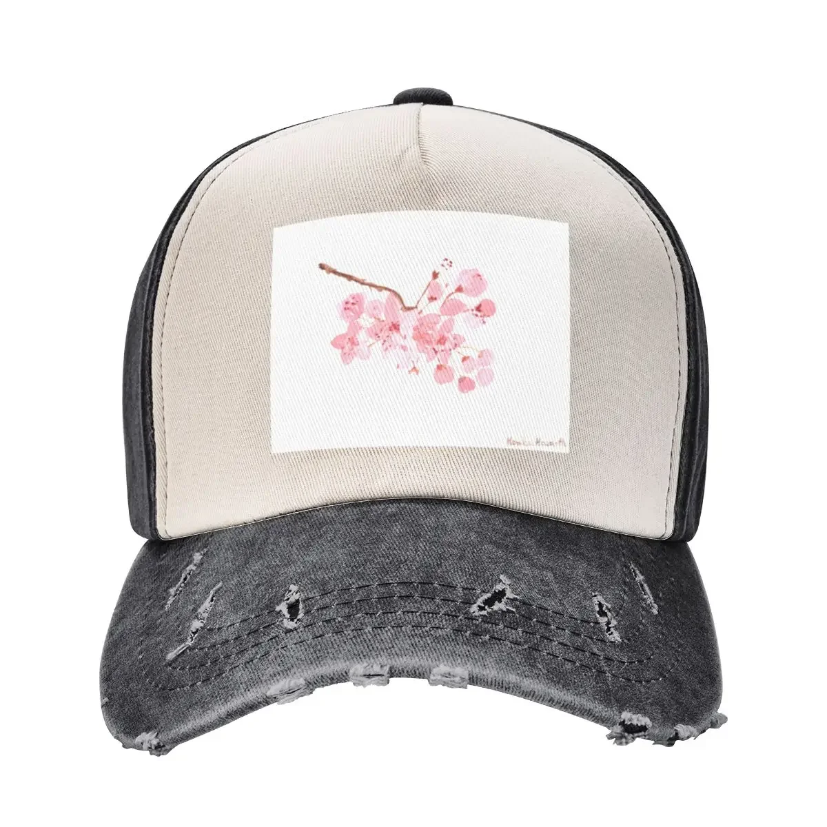 Pink cherry blossom watercolour painting Baseball Cap Fashion Beach Bobble Hat New Hat Luxury Hat Women Men's