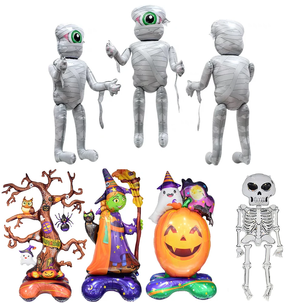 Halloween Decoration Balloons Large Foil Pumpkin Dead Tree Giant 4D Mummy Witch Skull Skeleton Balloon Halloween Party Supplies