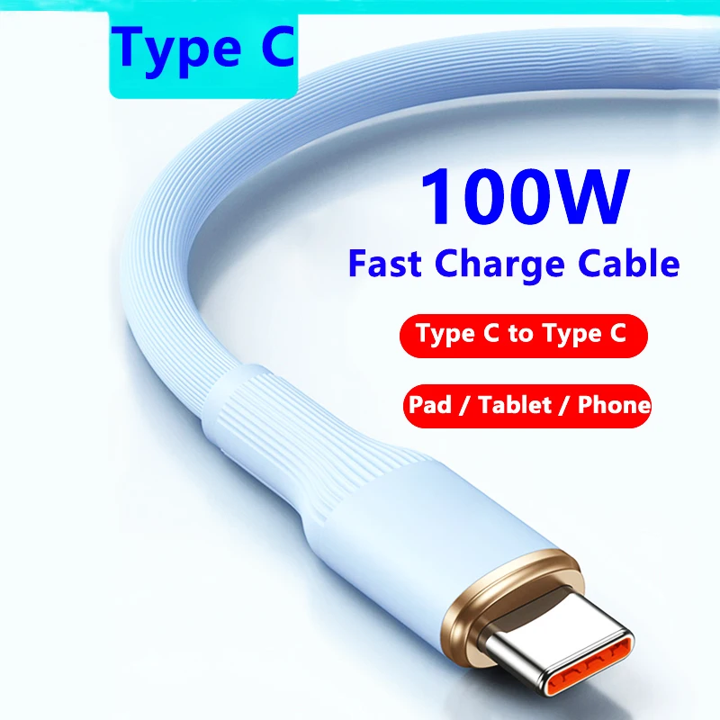 PD 100W Kabel do ładowania typu C do typu C z płynnego silikonu do Xiaomi 13 Huawei Samsung S6 MacBook Ładowarka do iPada Pro Kabel do ładowania