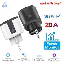 20A EU WiFi Smart Socket Plug With Tuya App Outlet Adapter Power Monitor Wireless Remote Control APP For Google Home Alexa