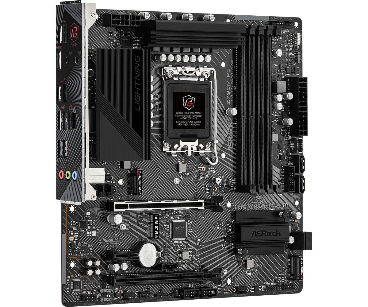 ASROCK Z790M PG LIGHTNING/D4 Motherboard LGA1700 Intel Z790 4xDDR4 128 GB Micro ATX unterstützt Core i3-13100 i5-12600 i9-13900 CPU