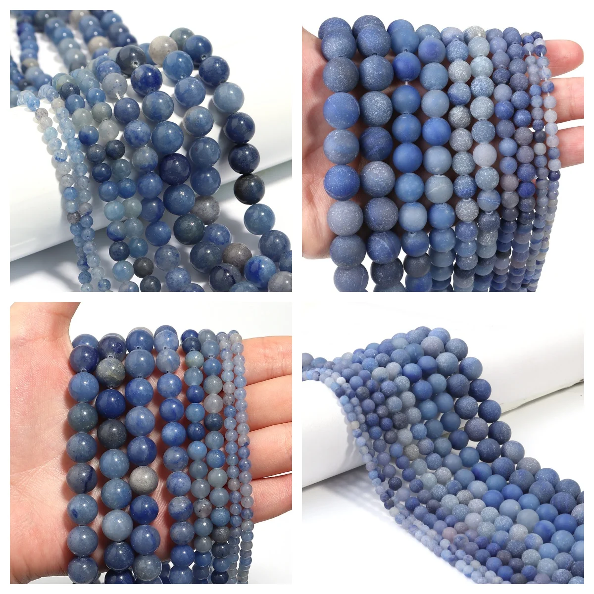 1 Strand Natural Stone Beads Blue Aventurine Stone Round Loose Spacer Beads For DIY Bracelet Necklace Jewelry Making Supplies