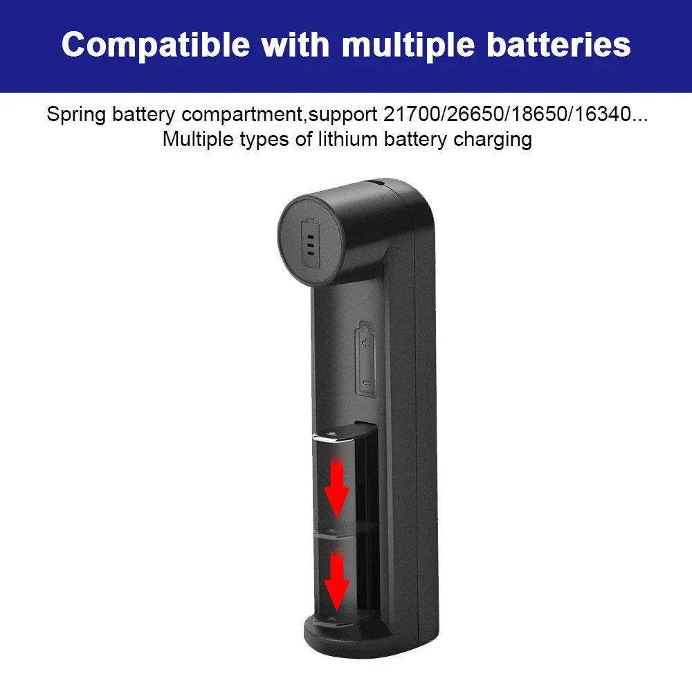 Deligreen 18650 Battery Charger Glare Flashlight Smart for 21700 26650 16340 14500 13440 Lithium LFP Li-ion Batteries USB Plug