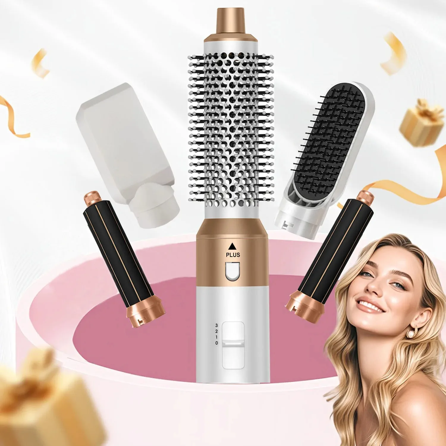 

New Professional 5 in 1 Hair Dryer Hot Comb Set Curling Iron Hair Straightener Styling Tools Hot Air Auto Wrap Negative Ions