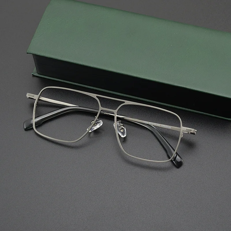 Ultralight Titanium Glasses Frame Male Anti Blue Light Reading Glasses Men Handmade Vintage Square Eyeglasses -1.0 1.25 1.5 2.0