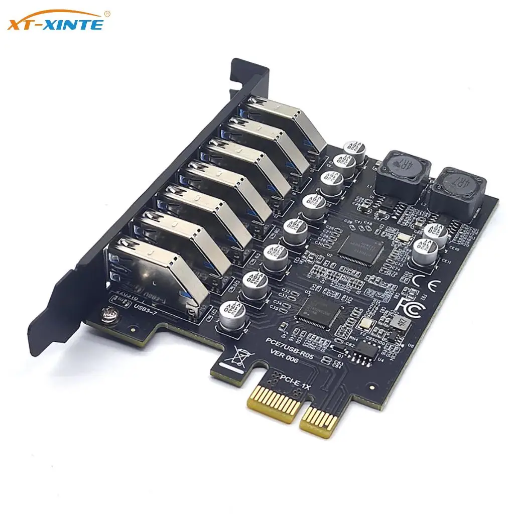 

USB3.2 GEN1 19PIN PCI-E 1X Adapter PCI Express to 7 ports USB 3.2 Expansion Adapter Card for WINXP/WIN7/8/ 10/11 /LINUX