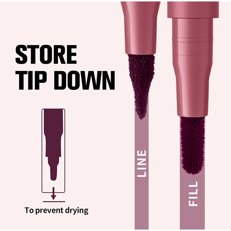 Matita per labbra stile pennino piatto Durevole Impermeabile Delicata Luce Opaca Liscia Idratante Lucidalabbra Aumento naturale delle labbra Liner per labbra