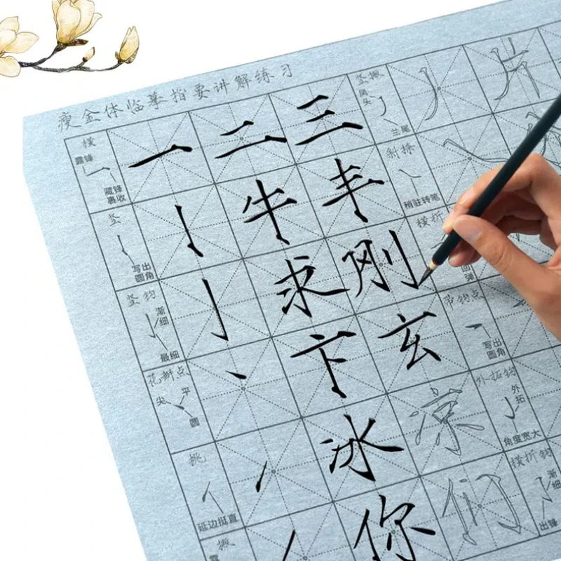 Thickened Water Writing Cloth Brush Copybook Traditional Thin Gold Body Calligraphy Copying Writing Practice Cloth Set Beginners
