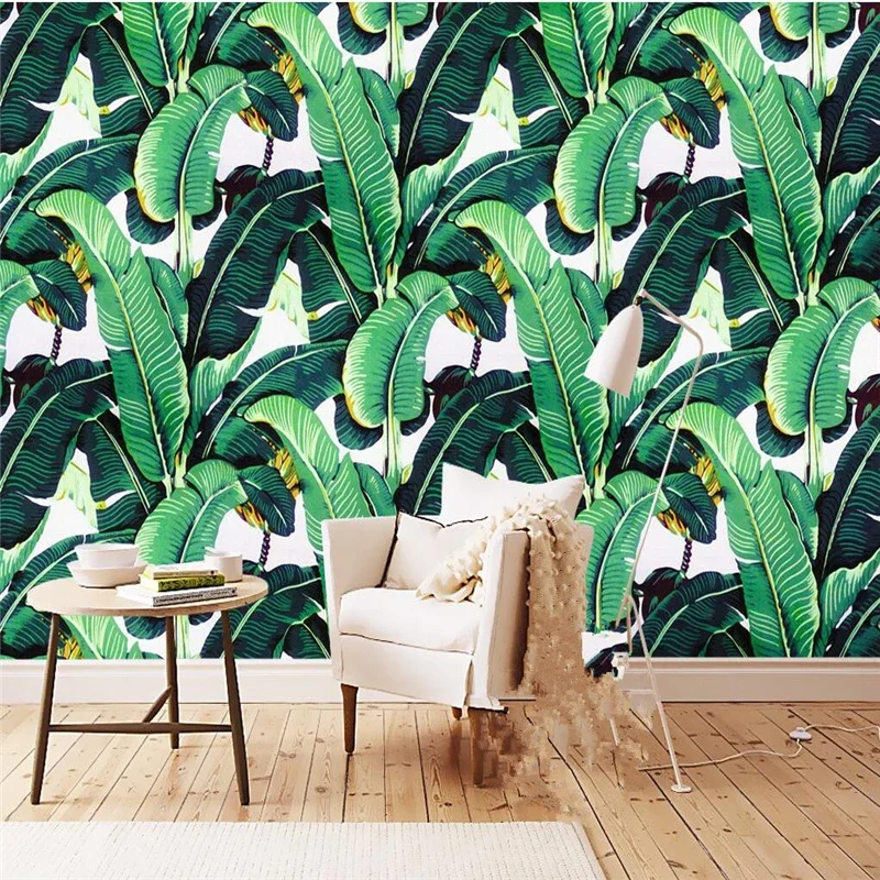 

Индивидуальные фотообои «Скандинавские зеленые листья» 3D-фреска для стен в стиле Юго-Восточной Азии с пальмами для стены за телевизором