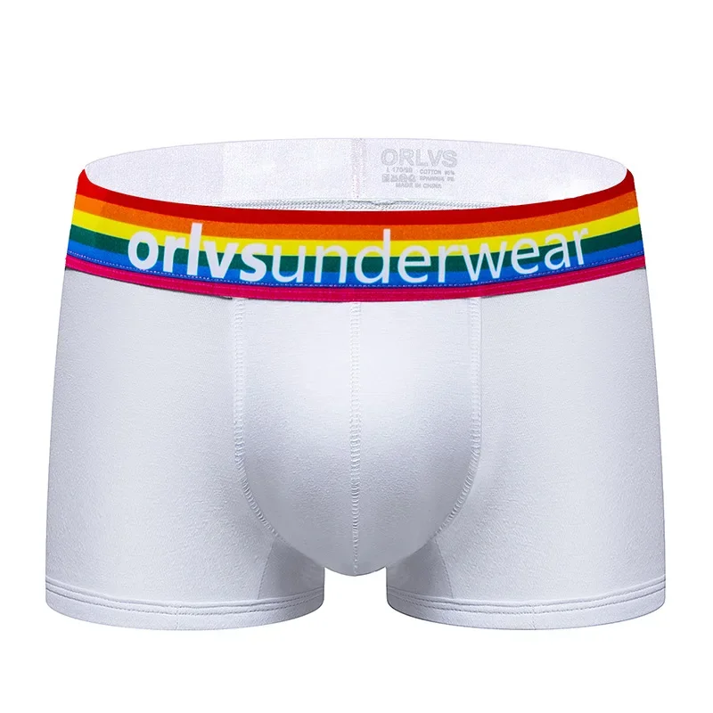 Orlvs special edition rainbow color men's underwear fun temptation four legged cotton comfortable breathable underpants or507