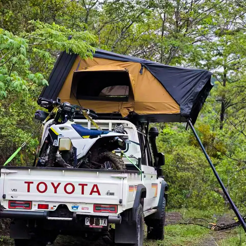 Stlfcustomized lado aberto 4x4 off-road suv telhado superior tenda para carro de acampamento casca dura de alumínio 3-4 pessoas telhado do carro tenda com log