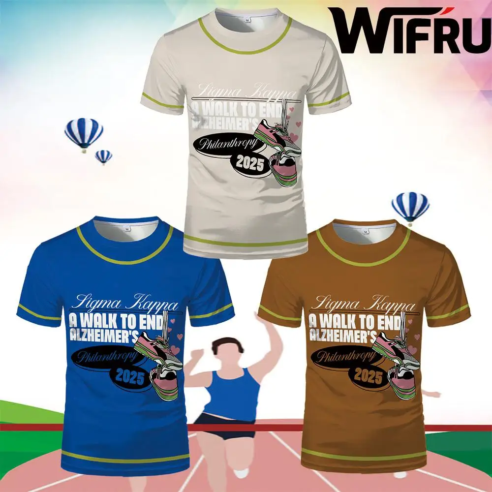 

Alzheimer's Charity Walk Memorial T-shirt 3D Print Graphic Short-sleeved Tees Outdoor Jogging Fitness Unisex Breathable Tops