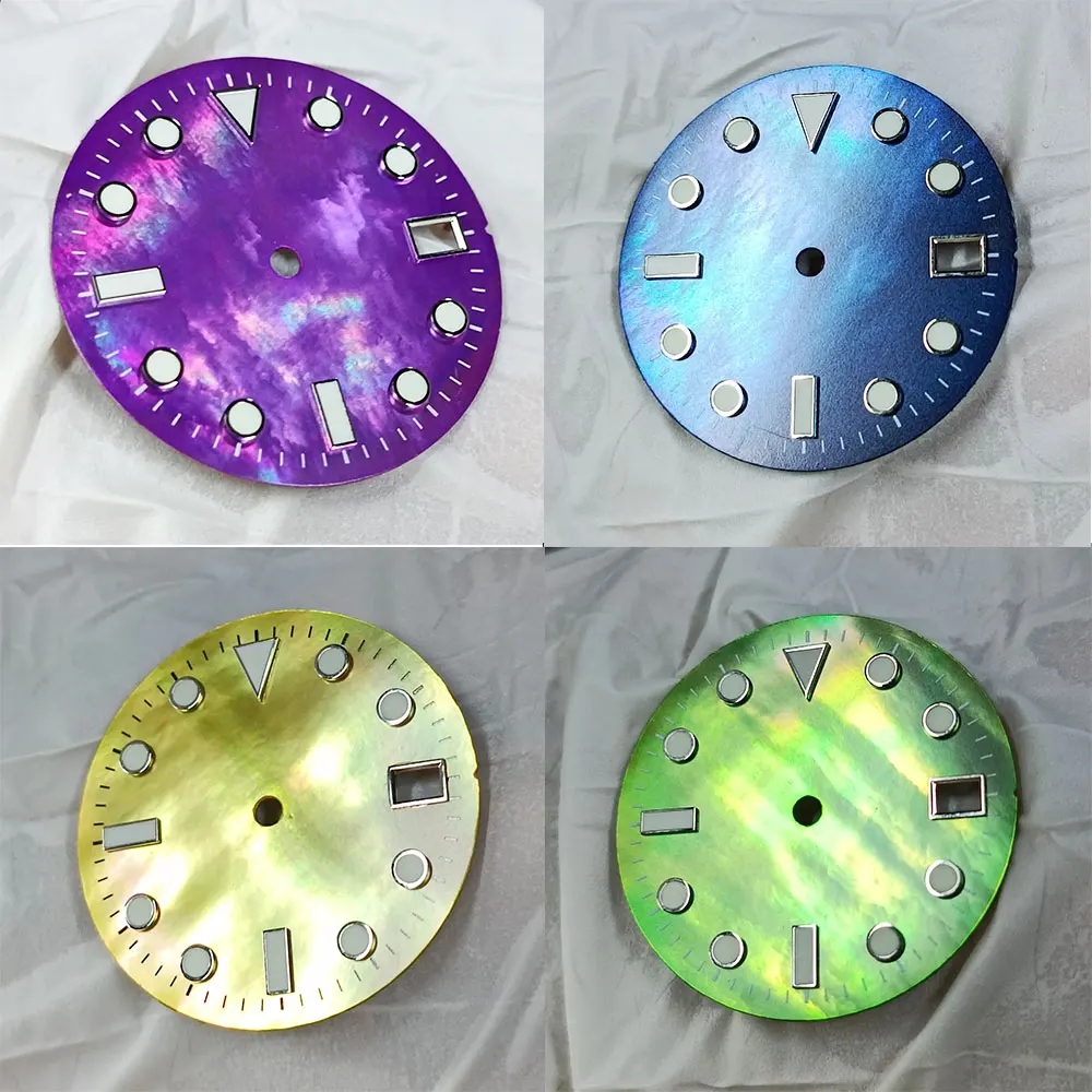

New shell 28.5mm cluster watch dial C3 green Luminous suitable for NH35 NH36 automatic movement replacement parts