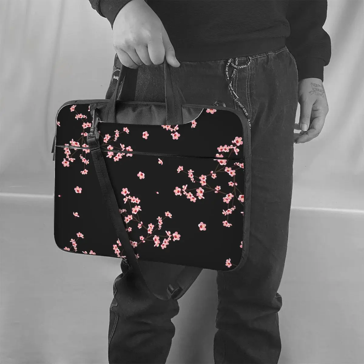 Japanese Sakura Cherry Blossoms Crossbody Laptop Bag Case Computer Bag 13 14 15.6 Inch Notebook Pouch for Macbook Pro Lenovo 3