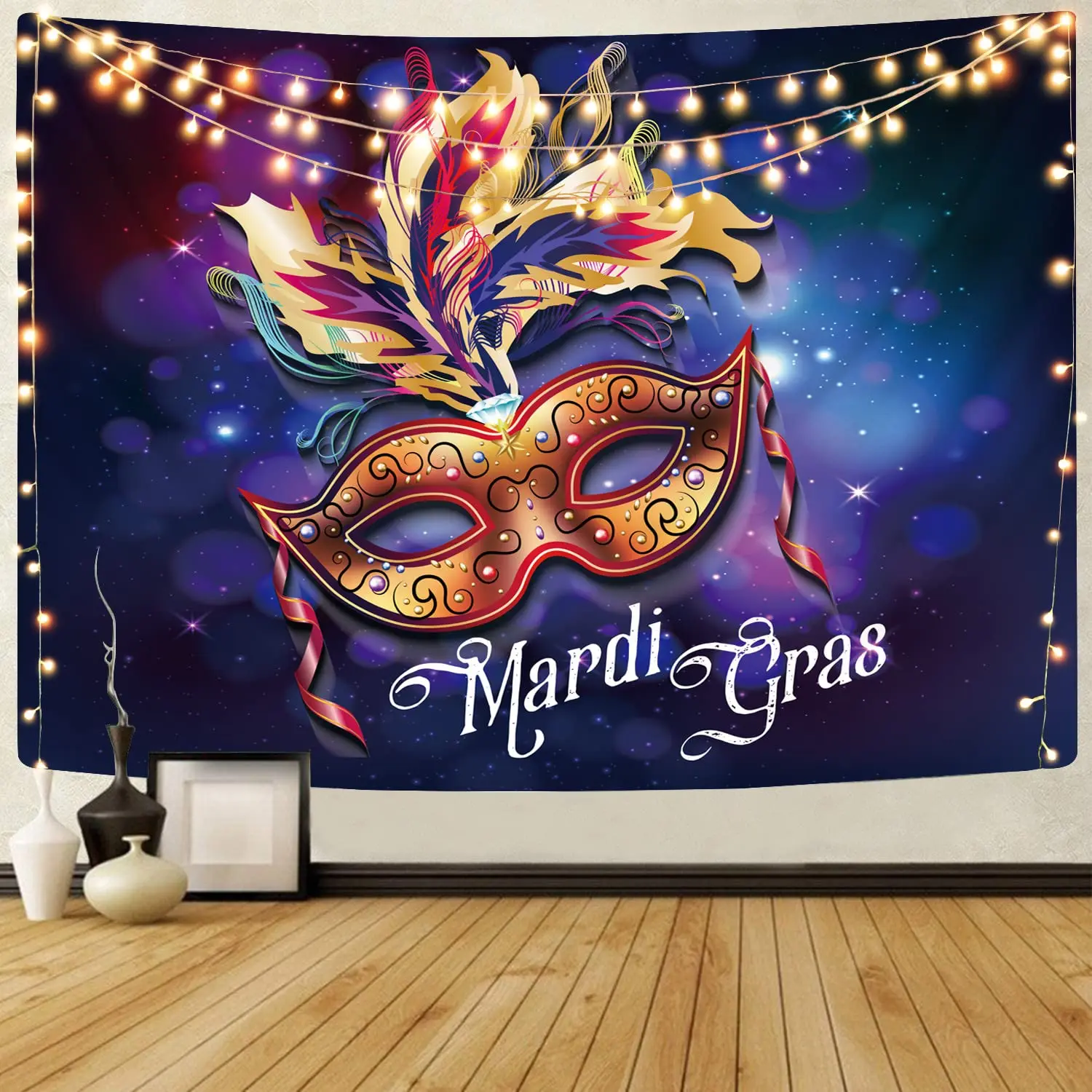 Mardi Gras Tapestry Wall Hanging Mardi Gras Mask Wall Tapestry Backdrop Decor Carnival Decoration for Bedroom Room Living Party