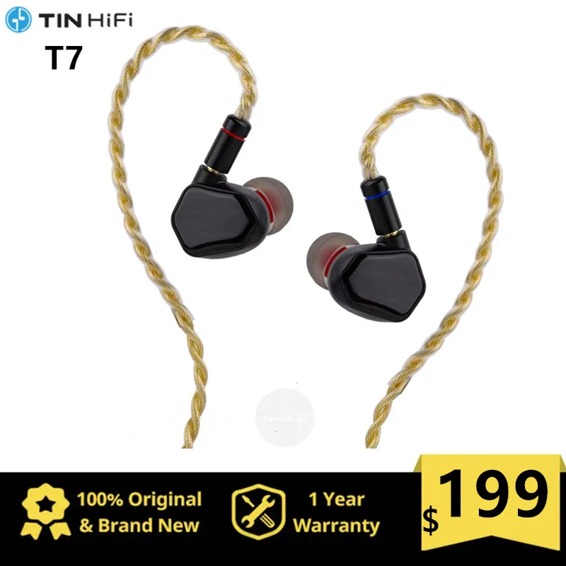 TIN HIFI T7 Flagship Dynamic Driver In-Ear Monitor Hifi Earphones Wired Earbuds with Interchangeable Plugs (3.5mm and 4.4mm)