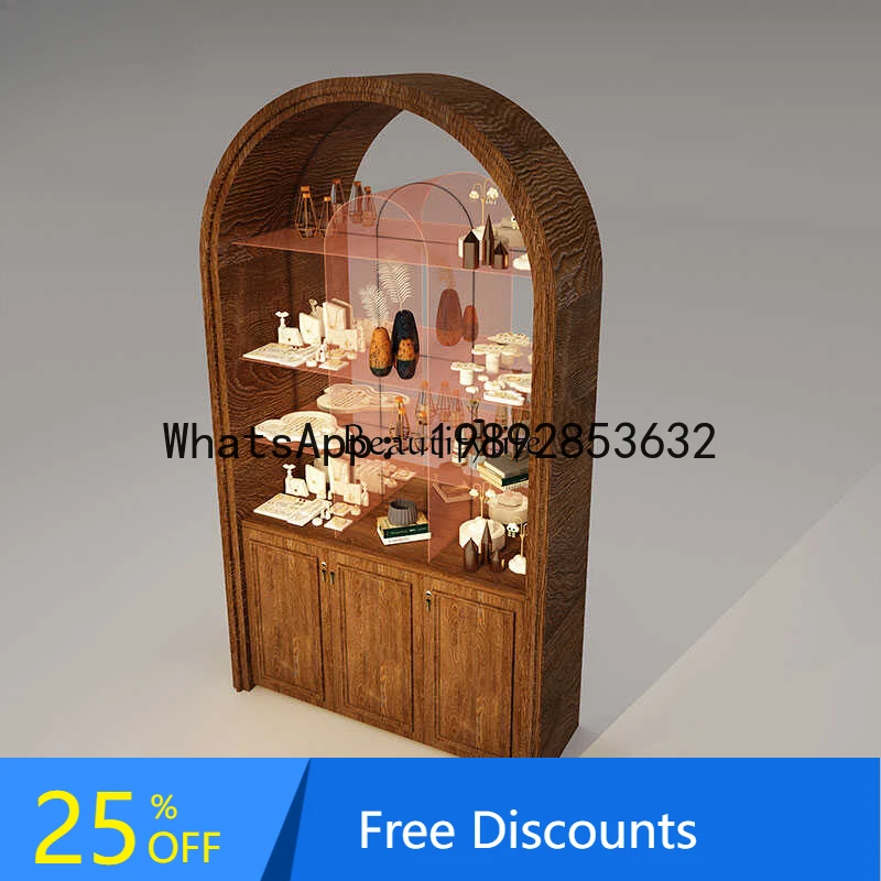 

CC French retro wrought iron glass bathroom toilet study arched box door cabinet