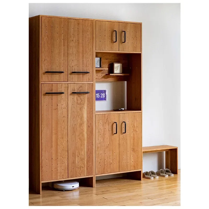 #Home Entry solid wood porch cabinet, door change shoe cabinet, living room partition screen storage and storage integrated high