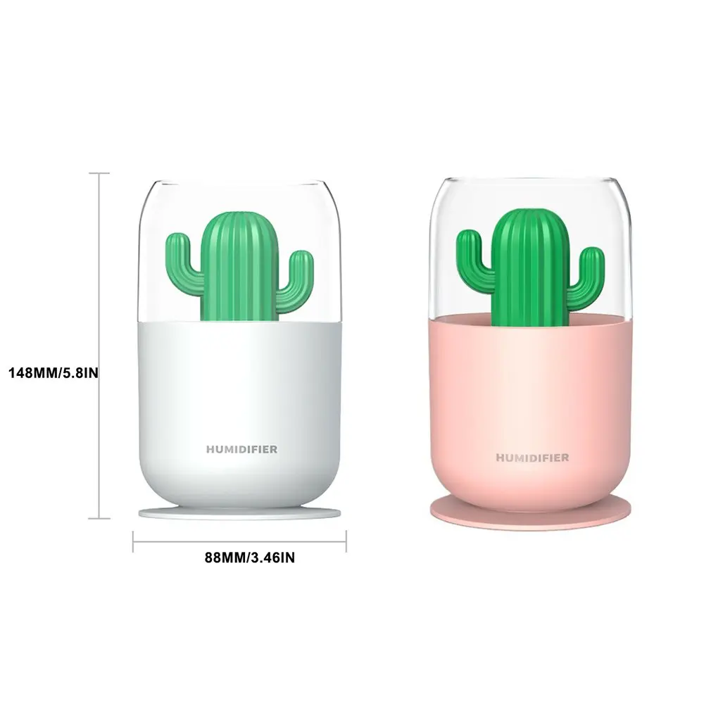 Humidificador silencioso pequeño y creativo para estudiantes, espray de aire de escritorio, Mini Cactus arcoíris, luz nocturna, duradero, Y07