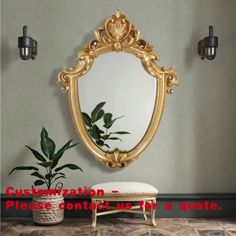 

Customize.European Vintage Gold Small Resin Frame Handcrafted Decorative Wall Mirror Home Decor