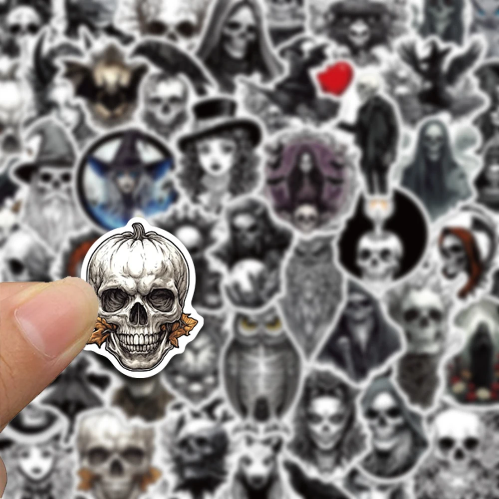 50PCS Retro Horriblr Skull Pumpkin stickers, suitable for decorating phones, thermos cups, headphone cases, waterproof stickers