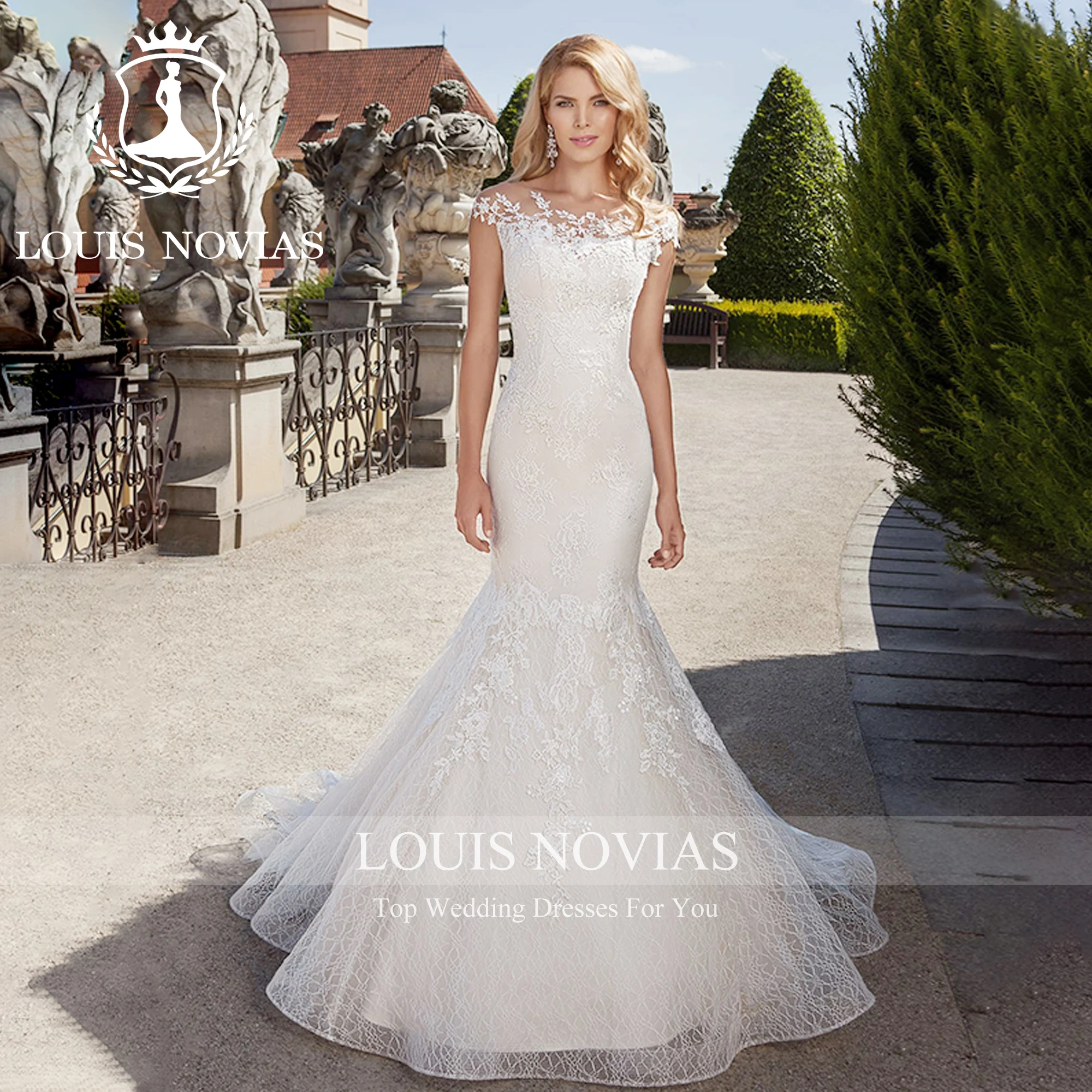 LOUIS NOVIAS New Arrival Bride  Brush Train Luxury New Arrives Wedding Dress Vestidos De Novia