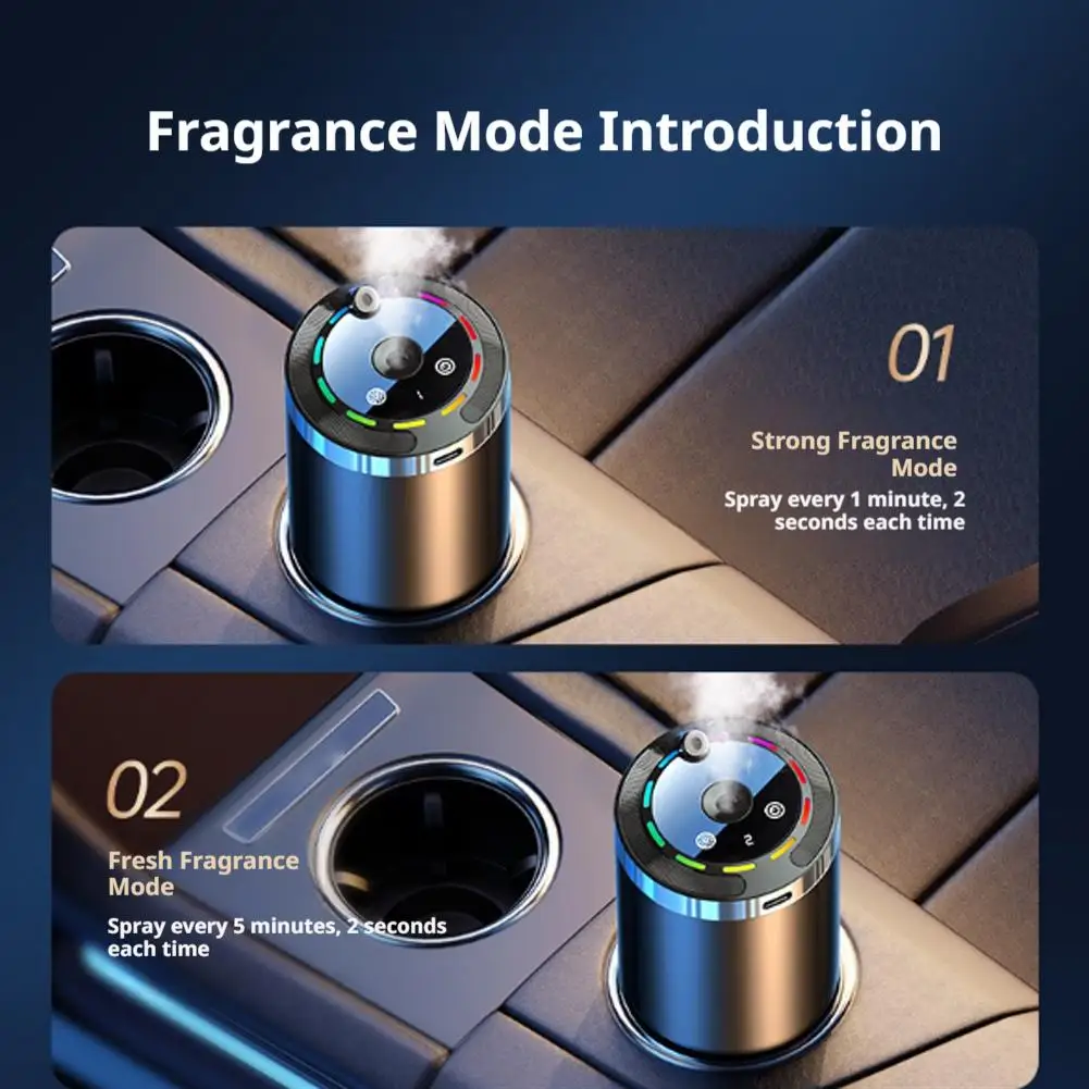 Car Electric Air Diffuser Aroma Vent Humidifier Mist Odor Eliminator for Auto Home Office 5 Modes Charging/Power Plugged In view 2