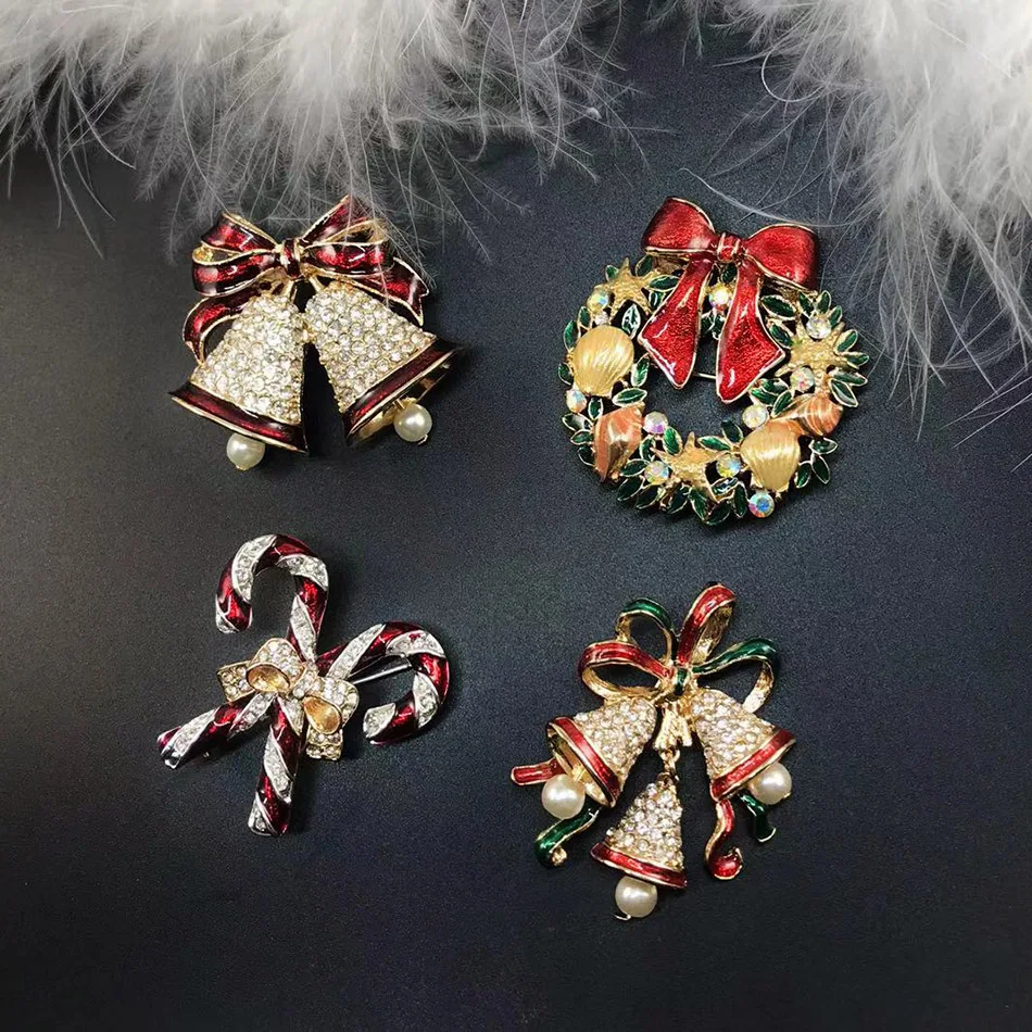 Creative Fun Christmas Series Brooch Lucky Holiday Blessing Gifts Jewelry Accessories Angel Snowman Christmas Tree
