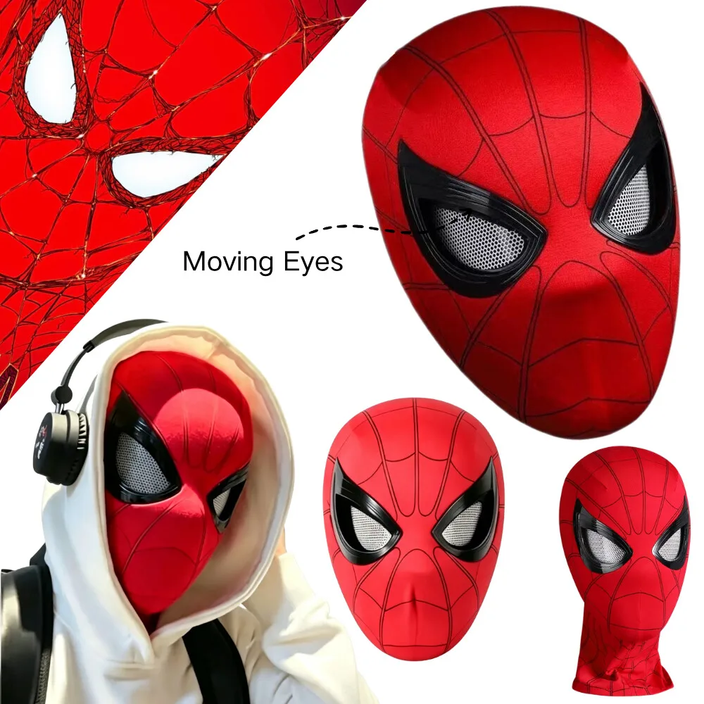 @*Hot Mask Headgear Cosplay Moving Eyes Mask 1:1 Creative Cosplay Head Cover Real Person Wear Halloween Party Costume Prop Gift