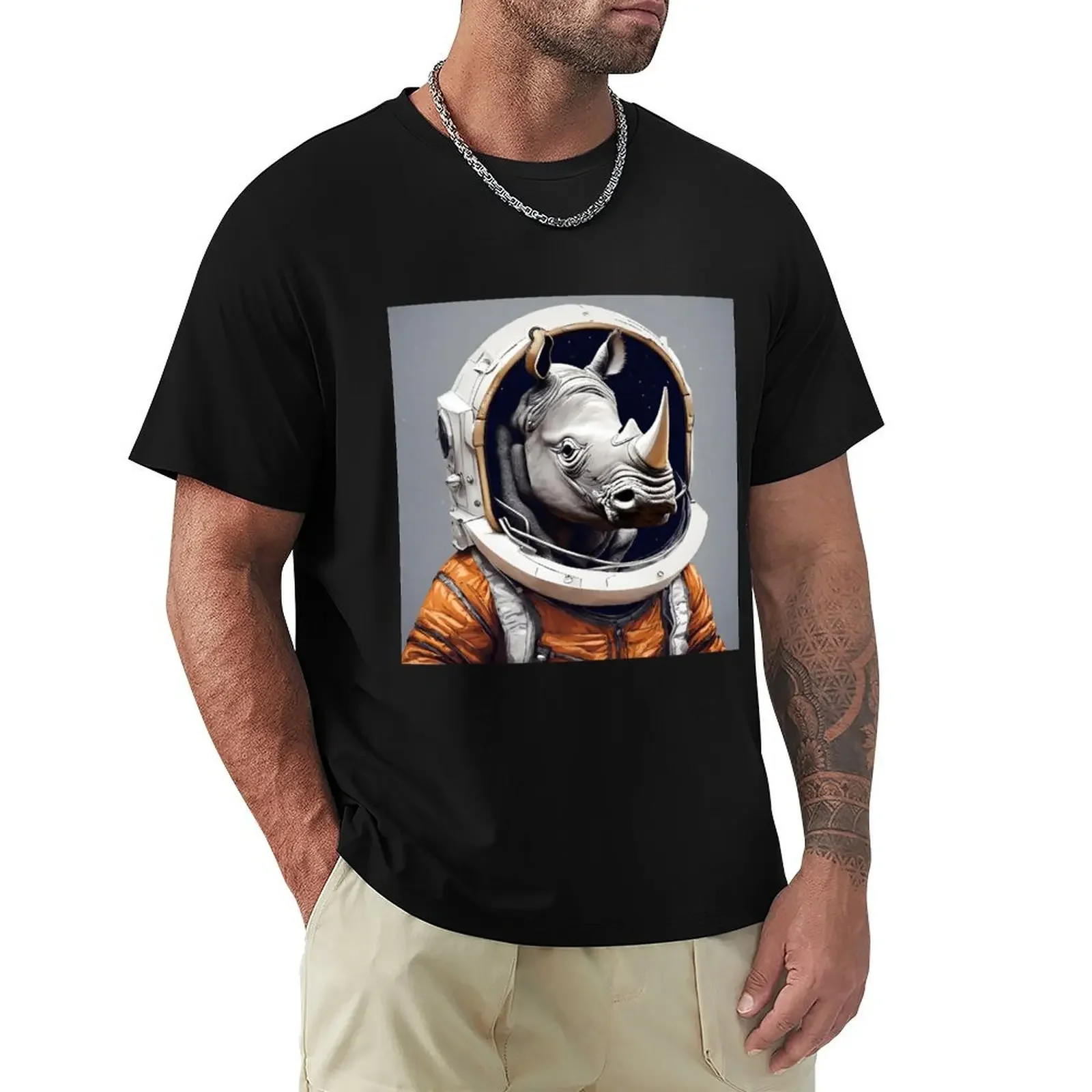 

Space Rhino T-Shirt quick-drying essential t shirt designer shirts plain white t shirts men