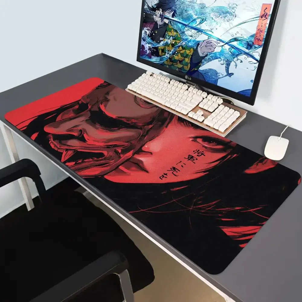 40x90cm Gaming Samurai Oni Mouse Pad Japan Mask Girl Deskmat Large Gamer Professional Premium Mousepad Speed Control Accessories