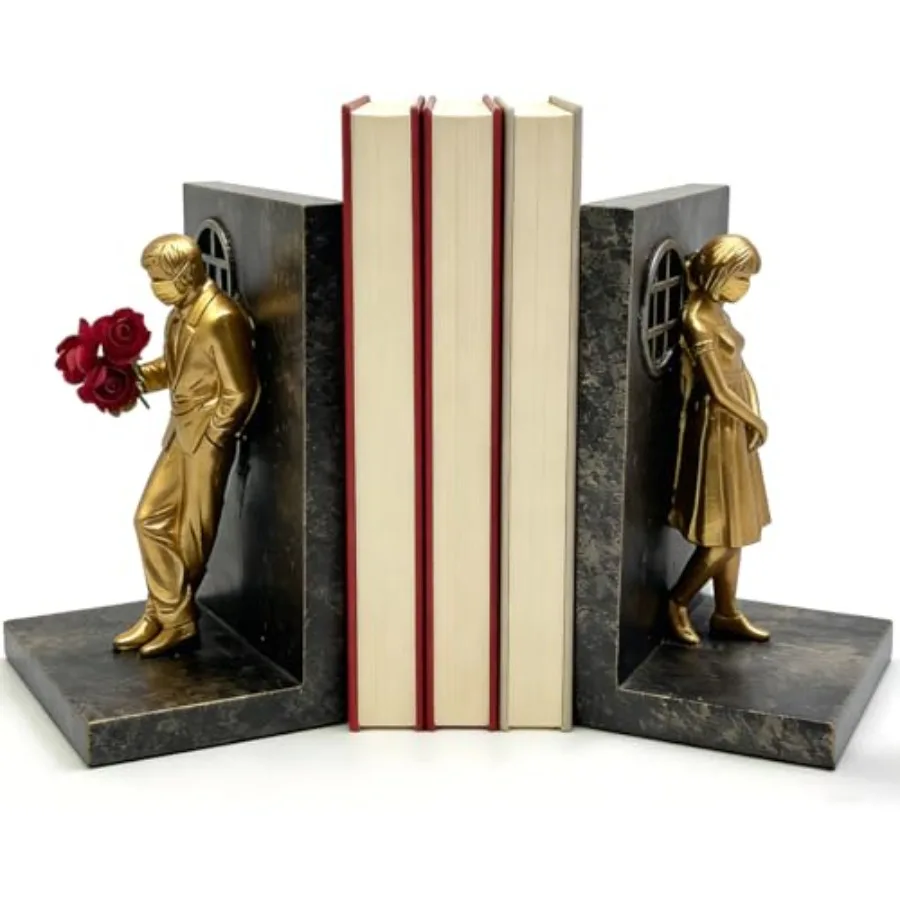 

Decorative Bookends, Resin Bronze Vintage Bookends, Cute Unique Heavy Book Stoppers for Shelves Desk, Antique Art Book Holders