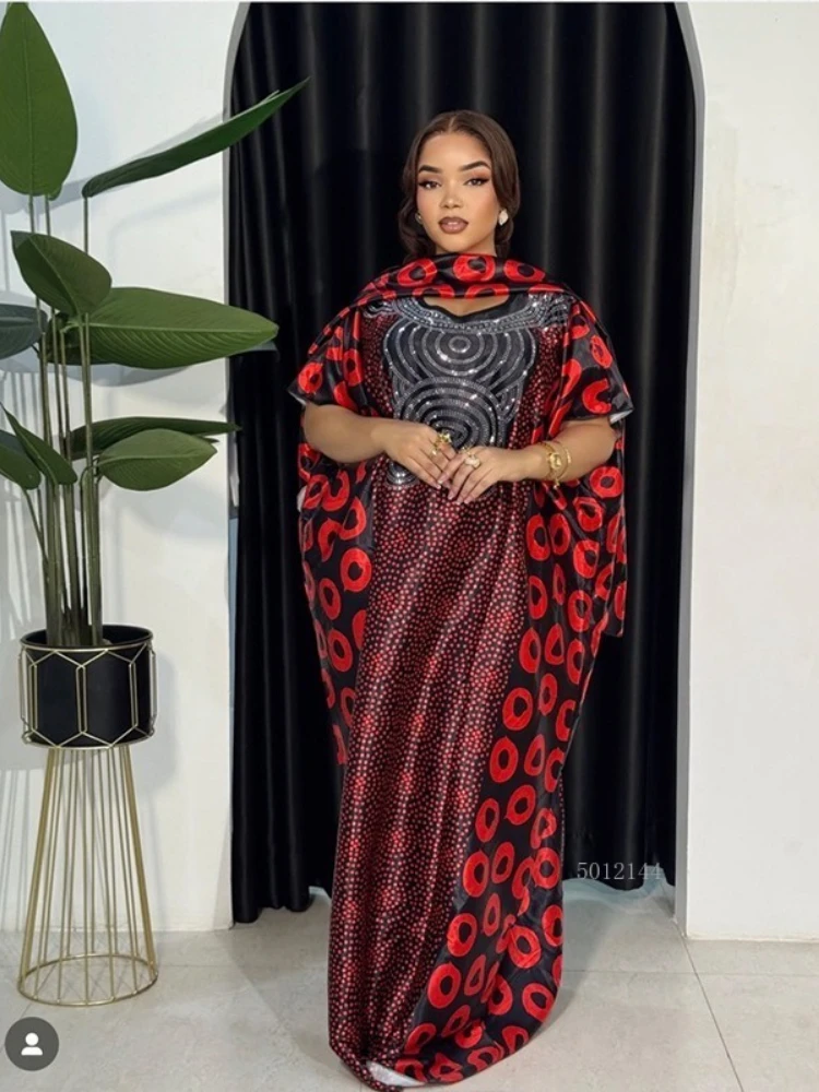 

2025 new arrivals loose women/lady summer maxi dress long print short sleeve abayas african style