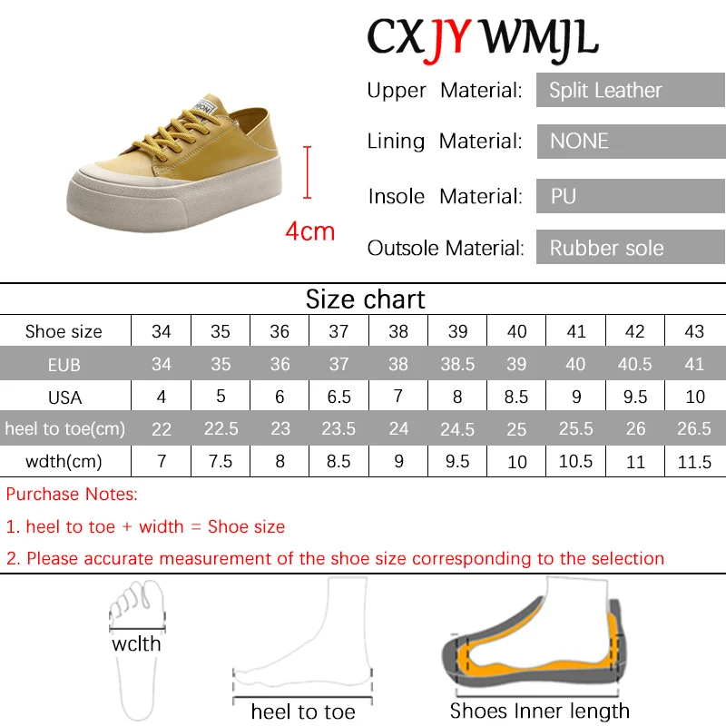 CXJYWMJL Genuine Leather Women Platform Sneakers Spring Summer Casual Sports Vulcanized Shoes Ladies Thick Bottom Skate Shoes