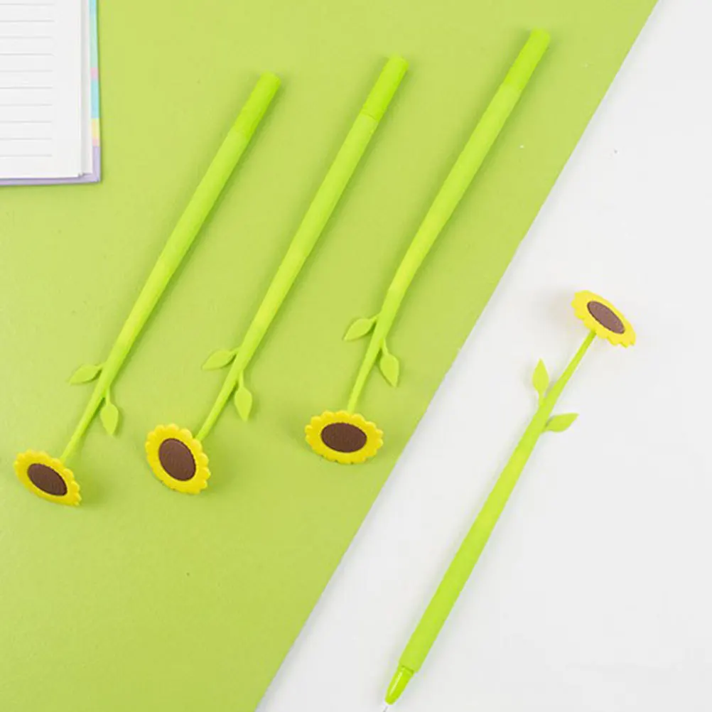 

6Pcs Cute Sunflower Silicone Gel Pens Set Smooth Writing Adorable Cartoon Sign Pens Office Students Pen Gel Pen