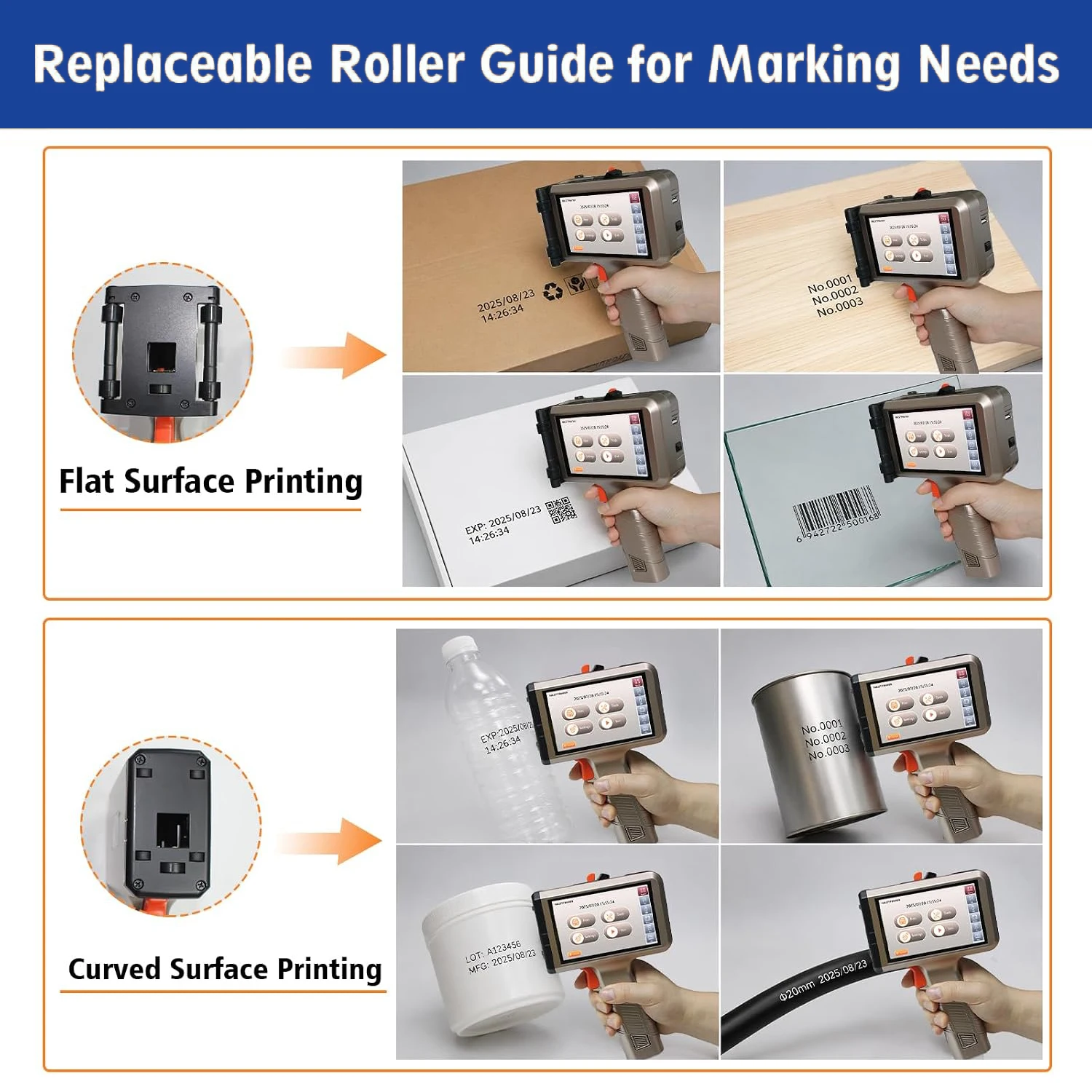 DCODE PRX-680 1200PDI Industrial Handheld Inkjet Printer with 6.5inch Touch Screen for Batch Number QR Barcode Logo Counter Text