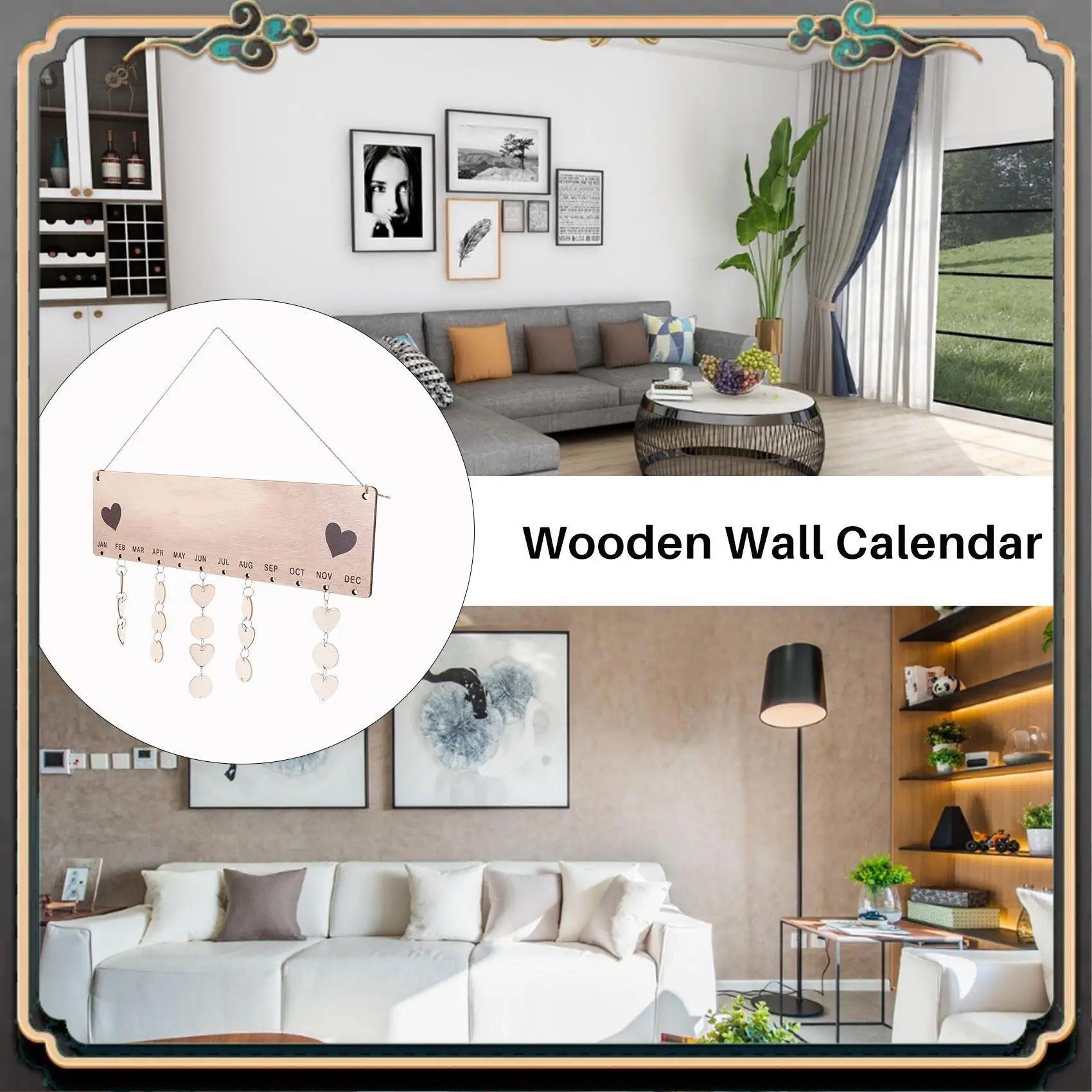 

ASMA-Family Birthday Board Set Hanging Wooden Calendar Wall Calendar Decor For Family Friends Birthday Reminder
