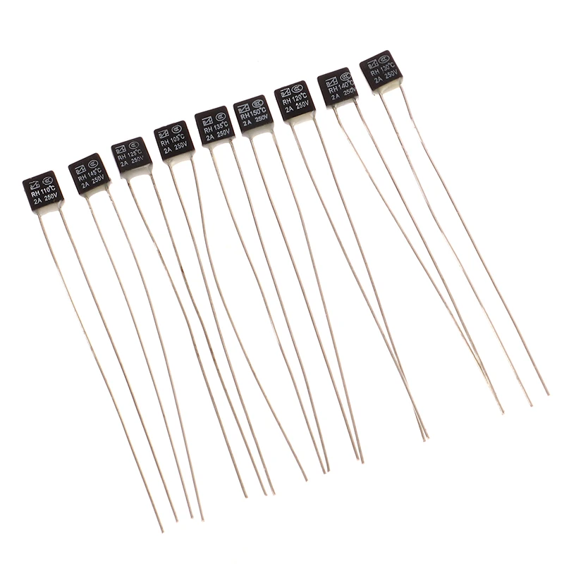 5PCS 105 120 145 Degree Temperature Switches LED Fues Black Square Fan Motor 2A 250V Thermal Fuse-New