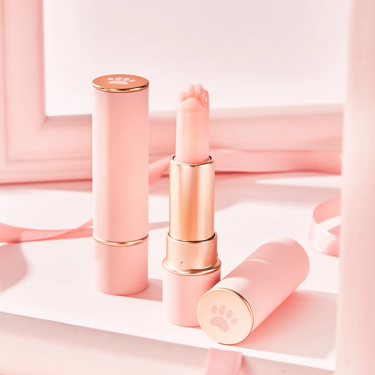 Pink Cat Paw Discoloration Lipstick Lip Balm Lip Color Female Cosmetic Moisturizing Lipstick Lasting Nature Cute Makeup Beauty