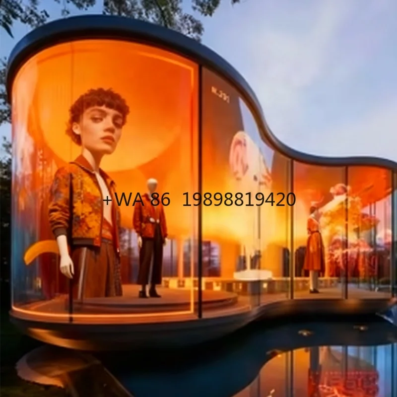 شاشة عرض LED شفافة مرنة قابلة للتخصيص P10.4 لإعلان نافذة زجاجية، طبقة LED رفيعة للغاية، لافتة الوسائط الرقمية