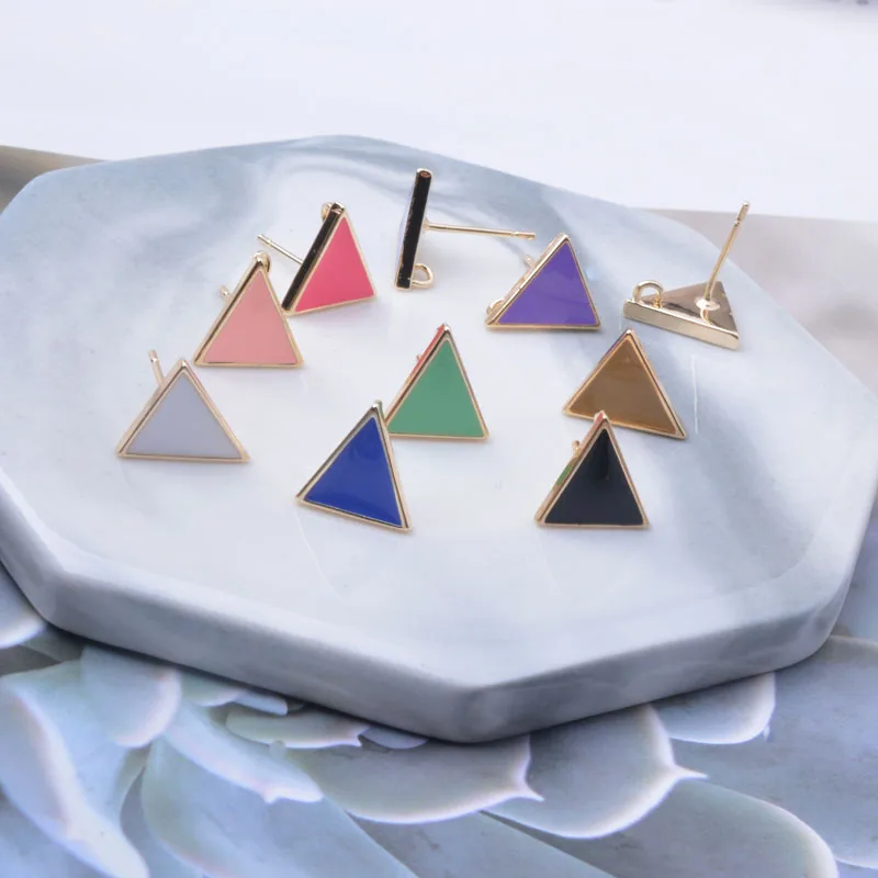 10 Stück Kupfer 18k vergoldete Emaille-Dreieck-Ohrringverbinder Ohrstecker-Set für die Herstellung von Ohrringen und Schmuck DIY – Detail 11