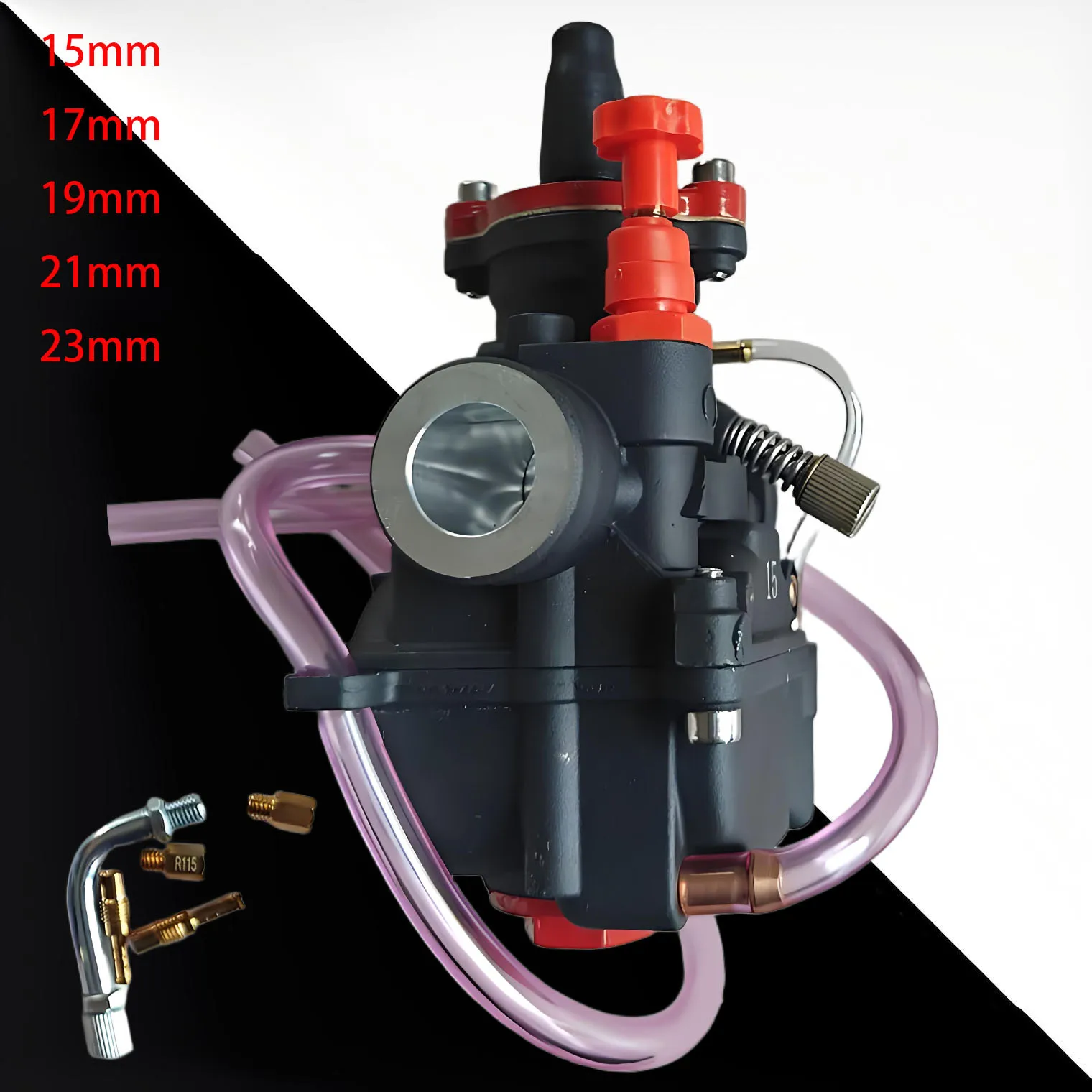 Motorcycle Carburetor Small Pwk 15mm 17mm 19mm 21mm 23mm Flat Curtain Carburetor fit for 50cc-125cc Scooter Moped