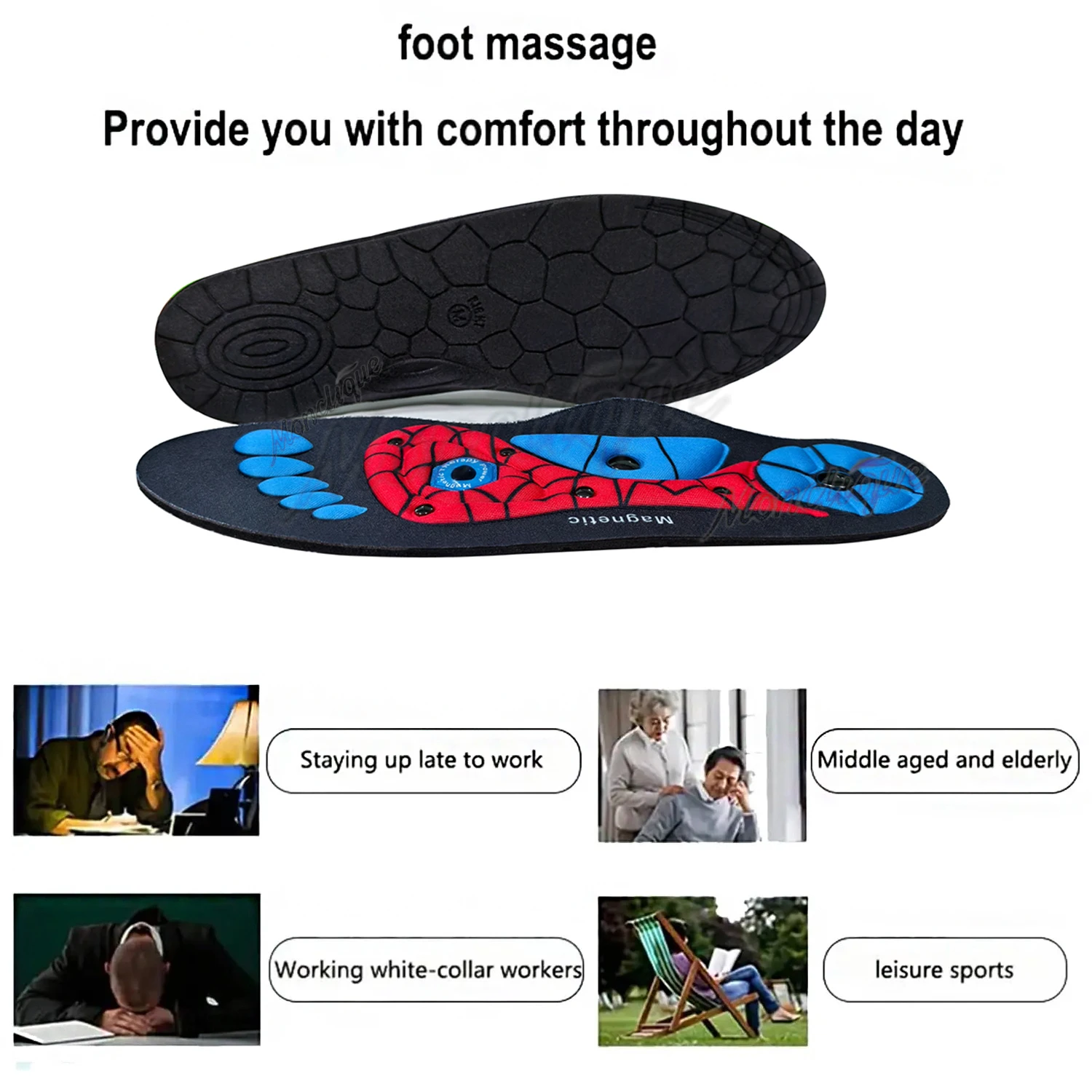 النعال العلاج بالابر القدم العلاج المغناطيسي ريفليكسولوجي الرعاية الصحية منصات قوس دعم امتصاص الصدمات الراحة نعال الأحذية #6