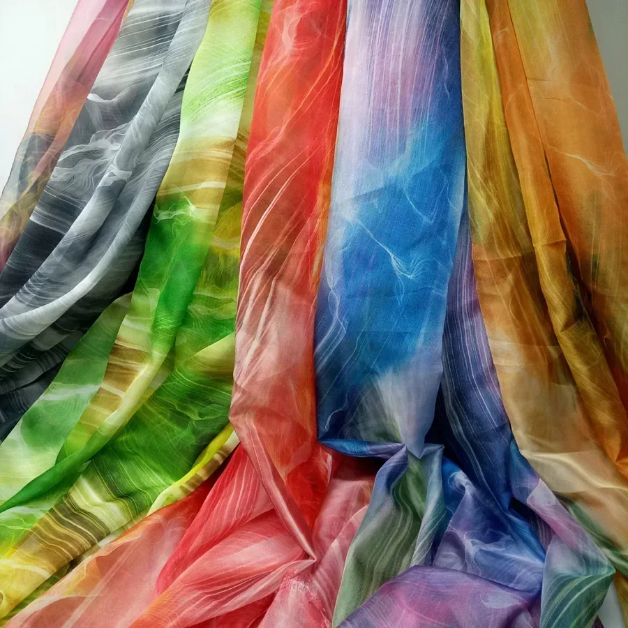 Stage Dress Fabric 30D Chiffon Silky Flowing Ombre Soft Thin DIY Craft Sewing Material
