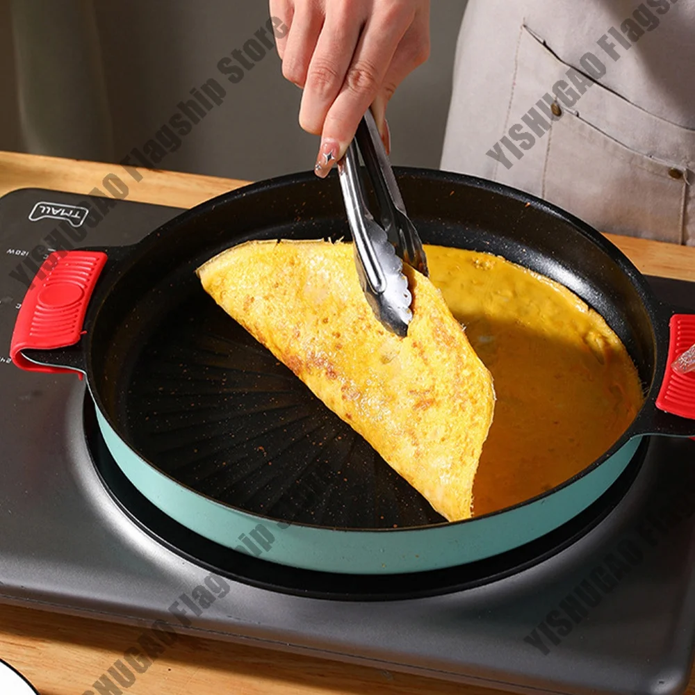 Sartén redonda coreana para parrilla de 28cm, sartén para barbacoa, wok antiadherente, Cocina de Inducción para el hogar, utensilios de cocina de Gas, bandeja para barbacoa, placa asada