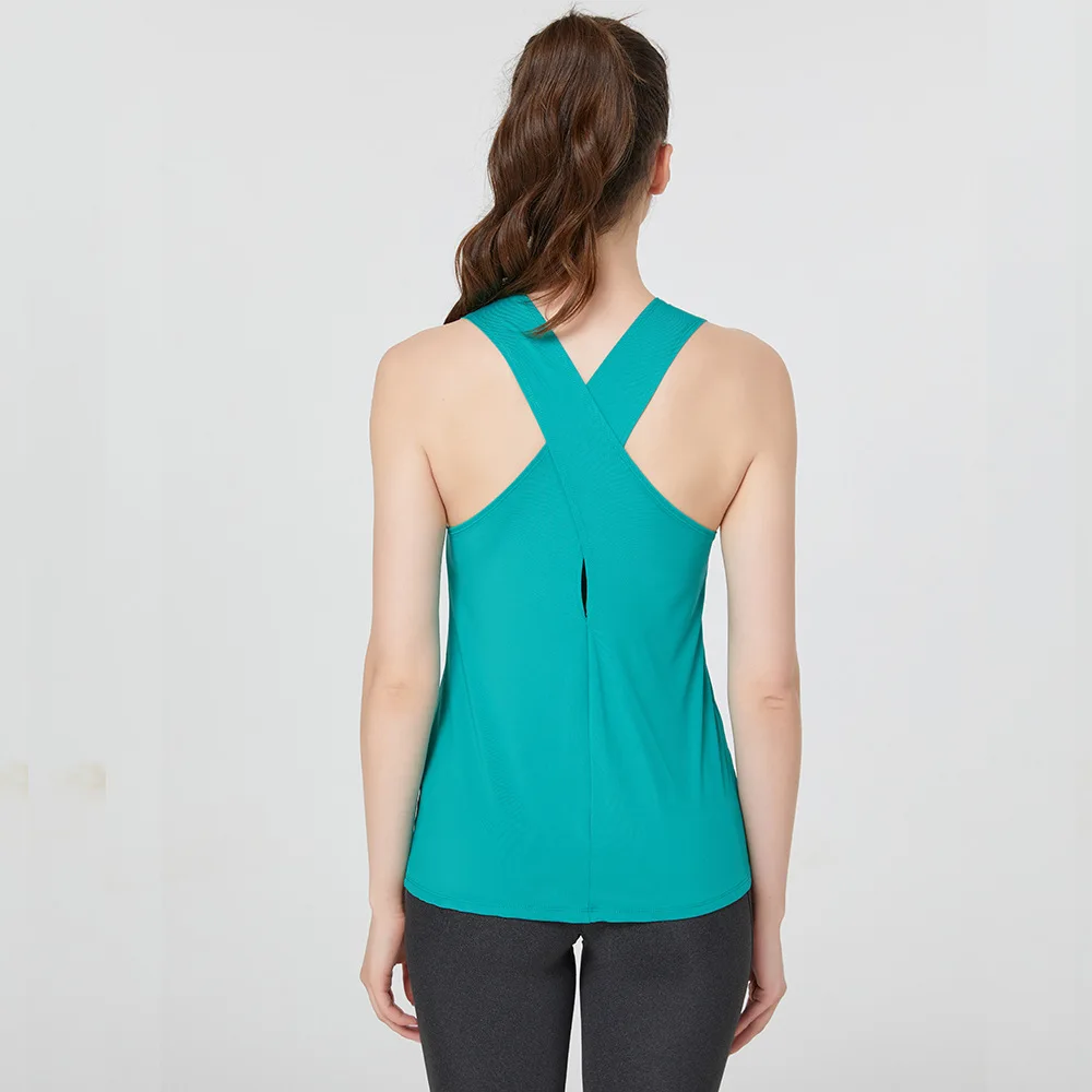 Summer Sleeveless Yoga T-Shirt Women Loose Fitness Running Tank Top Breathable Quick Dry Gym Vest Female Workout Sportswear