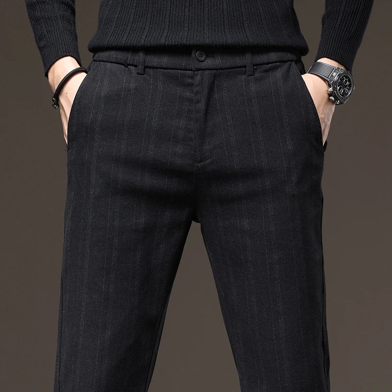 2025 ربيع الخريف جديد سراويل تقليدية رجال الأعمال موضة سليم تمتد أسود رمادي ماركة الملابس نحى بنطلون الذكور 28-38 #2